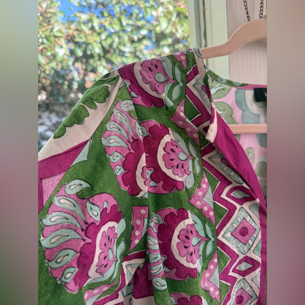 Karen Kane Vibrant Floral Puff Sleeve 100% Cotton Spring Boho Size Small Top - Picture 15 of 16